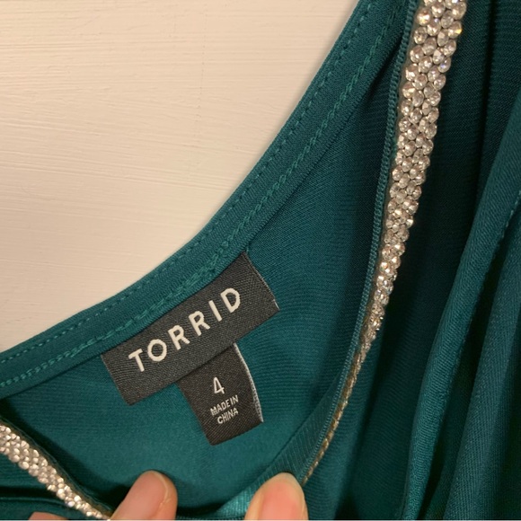 Torrid Tops LOT OF 2 Tank Plus Size 4X Green Bling‎ Cami Black Sheer Long Sleeve - Picture 5 of 12